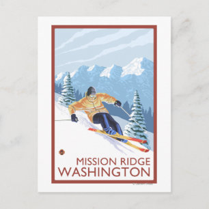 Downhhill Snow Skier - Mission Ridge, Washington Postcard