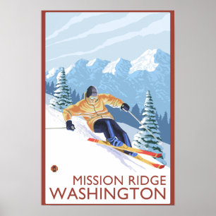 Downhhill Snow Skier - Mission Ridge, Washington Poster