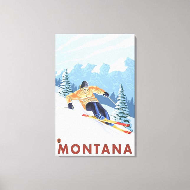 Downhhill Snow Skier - Montana Canvas Print (Front)