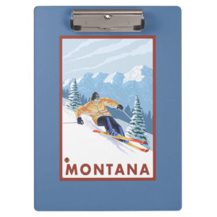 Downhhill Snow Skier - Montana Clipboard