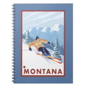 Downhhill Snow Skier - Montana Spiral Notebook