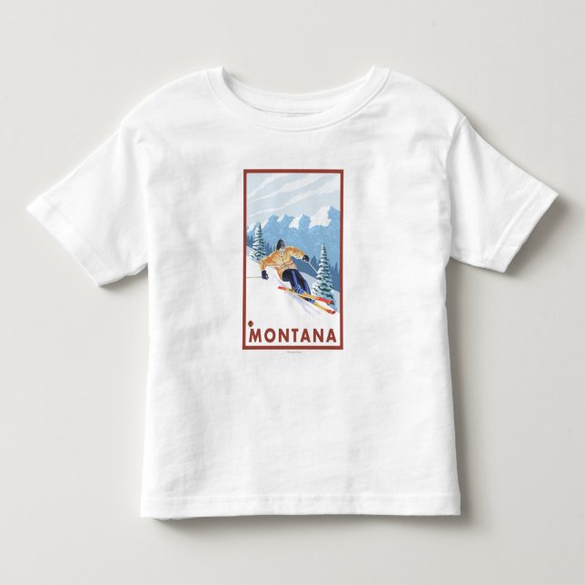 Downhhill Snow Skier - Montana Toddler T-Shirt (Front)