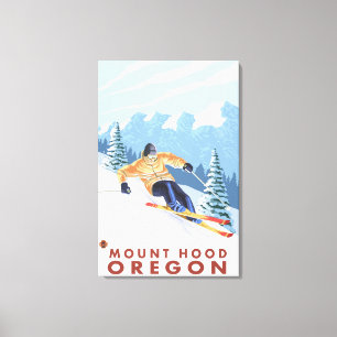 Downhhill Snow Skier - Mount Hood, Oregon Canvas Print