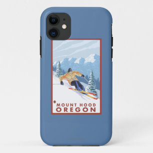 Downhhill Snow Skier - Mount Hood, Oregon Case-Mate iPhone Case