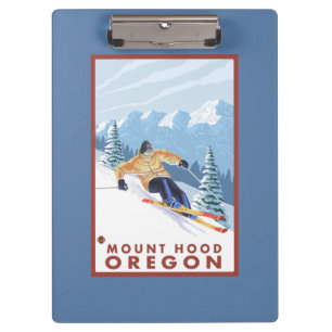 Downhhill Snow Skier - Mount Hood, Oregon Clipboard