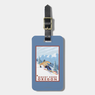 Downhhill Snow Skier - Mount Hood, Oregon Luggage Tag