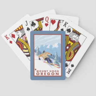 Downhhill Snow Skier - Mount Hood, Oregon Playing Cards