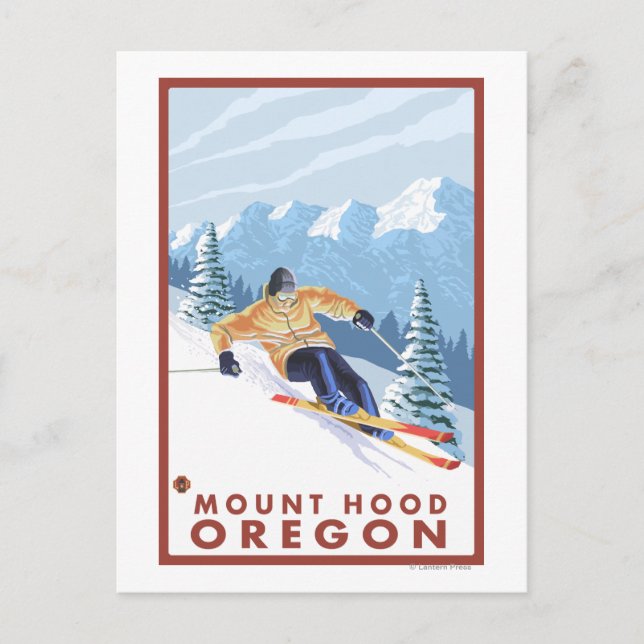 Downhhill Snow Skier - Mount Hood, Oregon Postcard (Front)