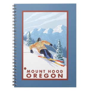 Downhhill Snow Skier - Mount Hood, Oregon Spiral Notebook