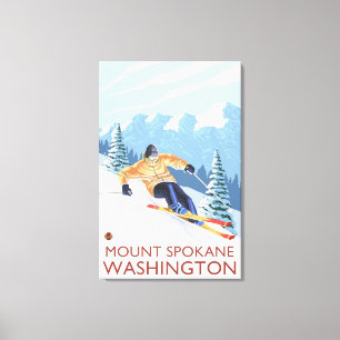Downhhill Snow Skier - Mount Spokane, Canvas Print