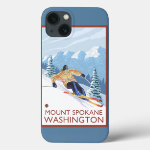 Downhhill Snow Skier - Mount Spokane, iPhone 13 Case