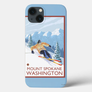 Downhhill Snow Skier - Mount Spokane, iPhone 13 Case