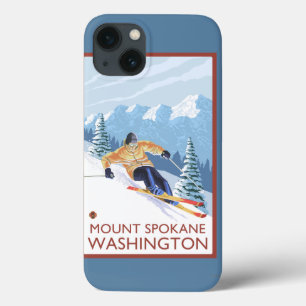 Downhhill Snow Skier - Mount Spokane, iPhone 13 Case