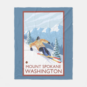 Downhhill Snow Skier - Mount Spokane, Fleece Blanket