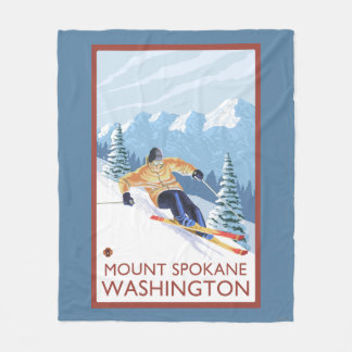 Downhhill Snow Skier - Mount Spokane, Fleece Blanket