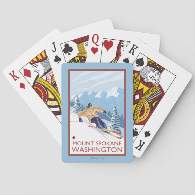 Downhhill Snow Skier - Mount Spokane, Playing Cards (Back)