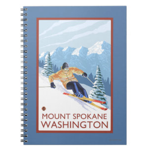 Downhhill Snow Skier - Mount Spokane, Spiral Notebook