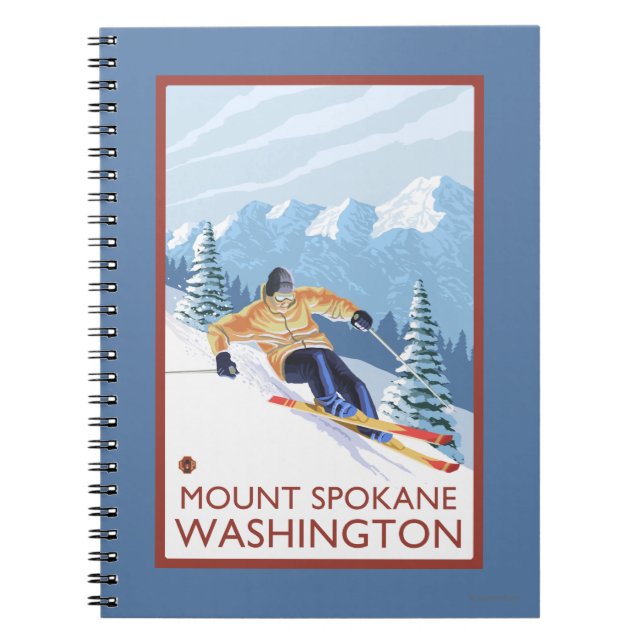 Downhhill Snow Skier - Mount Spokane, Spiral Notebook (Front)