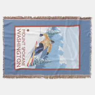 Downhhill Snow Skier - Mount Spokane, Throw Blanket