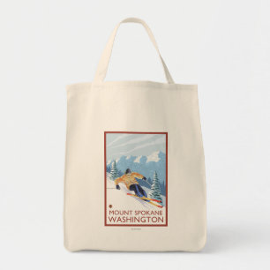 Downhhill Snow Skier - Mount Spokane, Tote Bag