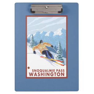 Downhhill Snow Skier - Snoqualmie Pass, WA Clipboard