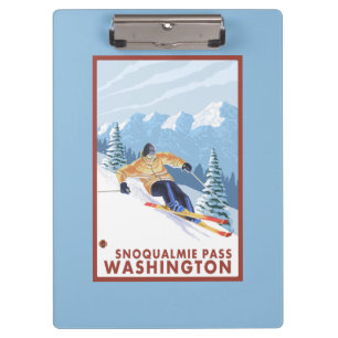Downhhill Snow Skier - Snoqualmie Pass, WA Clipboard