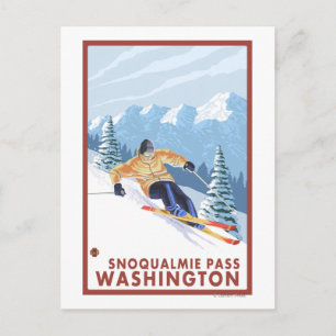 Downhhill Snow Skier - Snoqualmie Pass, WA Postcard