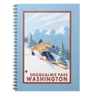 Downhhill Snow Skier - Snoqualmie Pass, WA Spiral Notebook