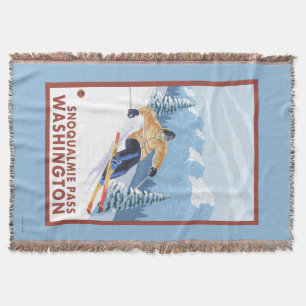 Downhhill Snow Skier - Snoqualmie Pass, WA Throw Blanket