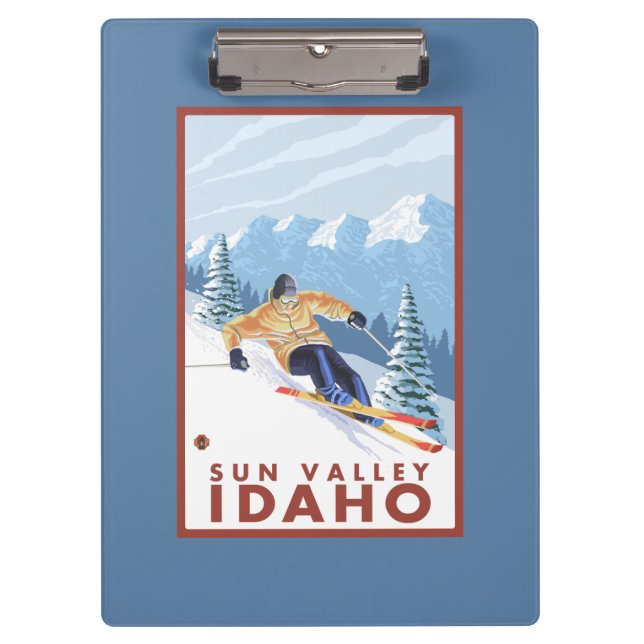 Downhhill Snow Skier - Sun Valley, Idaho Clipboard (Front)