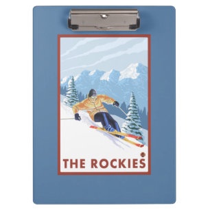 Downhhill Snow Skier - The Rockies Clipboard