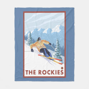 Downhhill Snow Skier - The Rockies Fleece Blanket