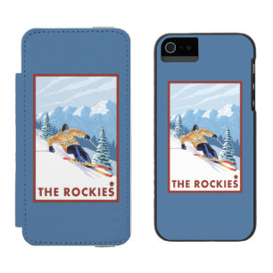 Downhhill Snow Skier - The Rockies Incipio Watson™ iPhone 5 Wallet Case