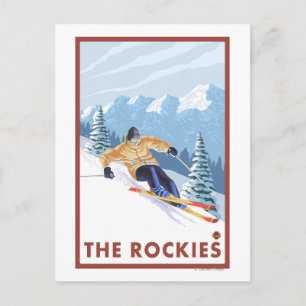 Downhhill Snow Skier - The Rockies Postcard