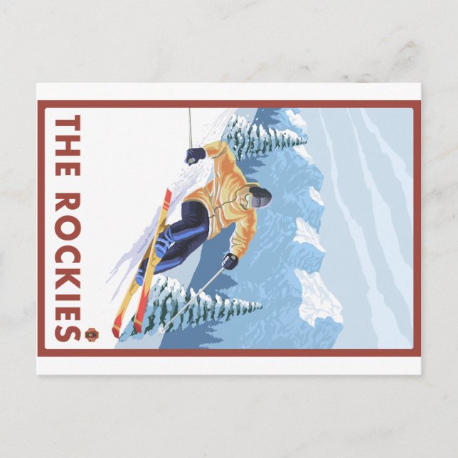 Downhhill Snow Skier - The Rockies Postcard (Front)