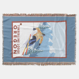 Downhhill Snow Skier - Timberline Lodge, Oregon Throw Blanket