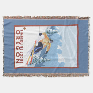 Downhhill Snow Skier - Timberline Lodge, Oregon Throw Blanket