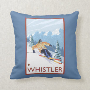 Downhhill Snow Skier - Whistler, BC Canada Cushion