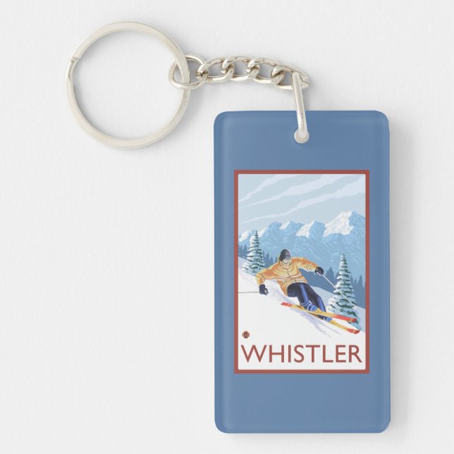Downhhill Snow Skier - Whistler, BC Canada Key Ring (Front)