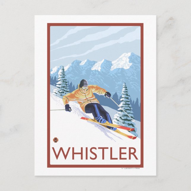Downhhill Snow Skier - Whistler, BC Canada Postcard (Front)
