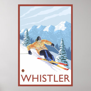 Downhhill Snow Skier - Whistler, BC Canada Poster