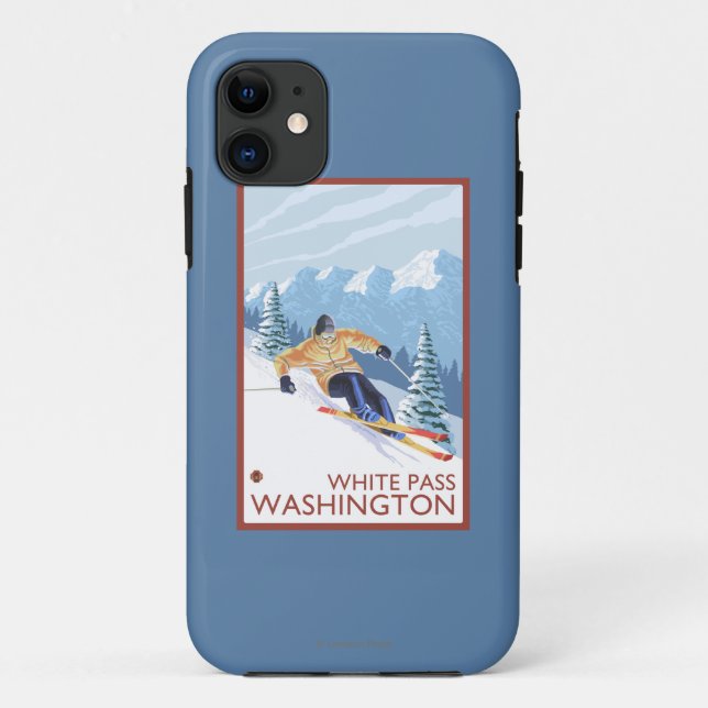 Downhhill Snow Skier - White Pass, Washington Case-Mate iPhone Case (Back)