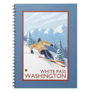 Downhhill Snow Skier - White Pass, Washington Spiral Notebook