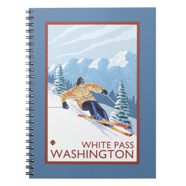 Downhhill Snow Skier - White Pass, Washington Spiral Notebook (Front)