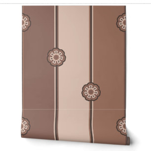 Downhill Floral Mocha Deco Stripe Wallpaper