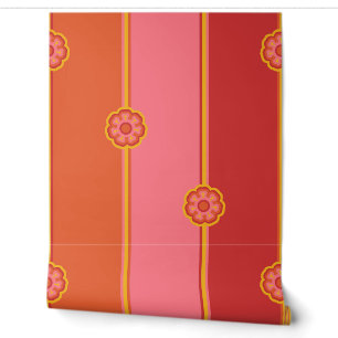 Downhill Floral Scorched Deco Stripe Wallpaper