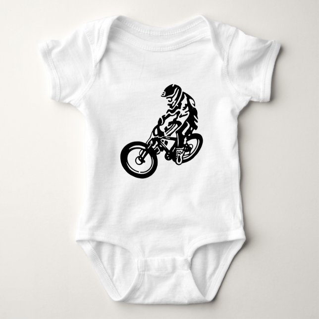 Downhill mountain bike rider baby bodysuit (Front)