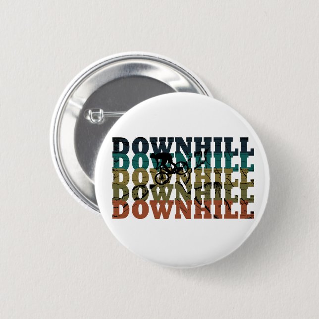 downhill mountain biking 6 cm round badge (Front & Back)
