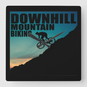 Downhill mountain biking square wall clock