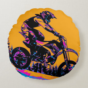 Downhill Racer - Motocross Rider Round Cushion